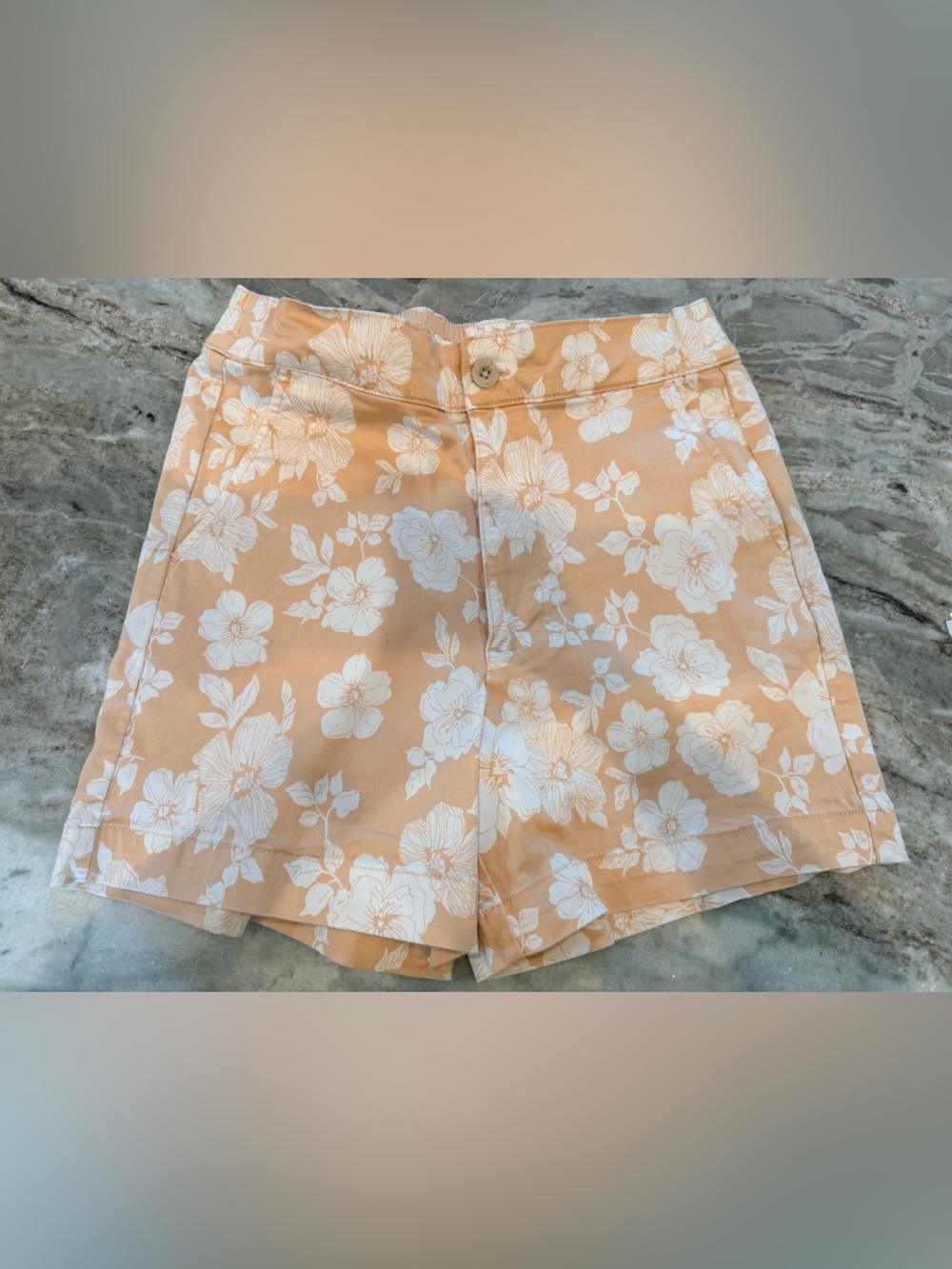 JACHS NY Floral Pull On Shorts Small Peach White Casual Summer